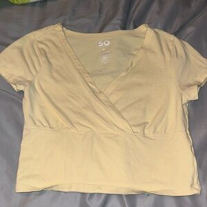 light Yellow v neck crop top